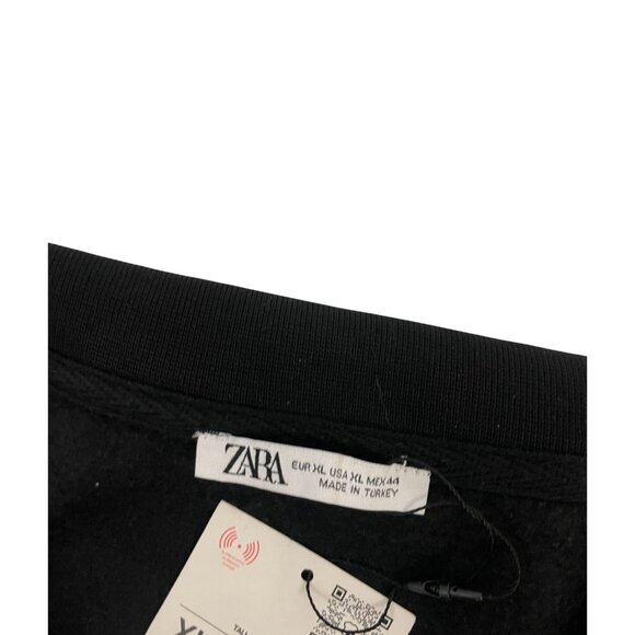 Zara Mens Sweatshirt XL Black Quarter Zip Pullover Athletic 0761/333 NWT - Picture 6 of 16